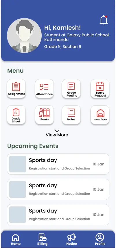 Dashboard interface